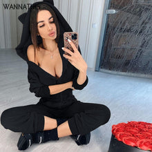 Load image into Gallery viewer, WannaThis Women Zipper Jumpsuit With Hooded Long Sleeve Sweatwear Thick Jumpsuit Cotton Rompers Autumn Winter 2020 Casual Warm