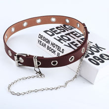Load image into Gallery viewer, Women Punk Chain Fashion Belt Adjustable Double/Single Row Hole Eyelet Waistband with Eyelet Chain Decorative Belts 2020 New
