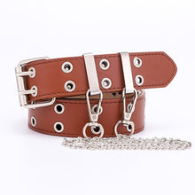 Load image into Gallery viewer, Women Punk Chain Fashion Belt Adjustable Double/Single Row Hole Eyelet Waistband with Eyelet Chain Decorative Belts 2020 New
