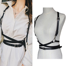 Load image into Gallery viewer, Women Sexy Harajuku O-Ring Garters faux Leather Women Body Bondage Cage Sculpting Harness Waist Belt Straps Suspenders Belt
